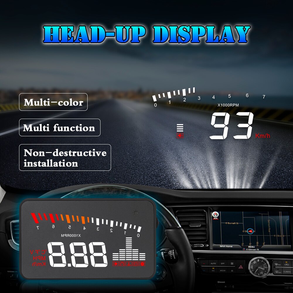 WIIYII X5 OBD2 Head-Up Display Speedometer Windshield Projector RPM Speed Alarm Car EU OBD HUD Display Auto Electronic