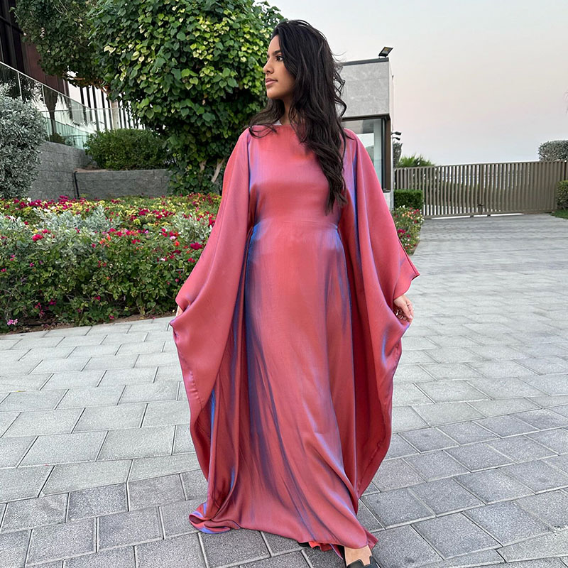 Shiny Butterfly Abaya Women Summer Muslim Loose Party Long Dress Female Solid Comfortable Classic Loose Abaya