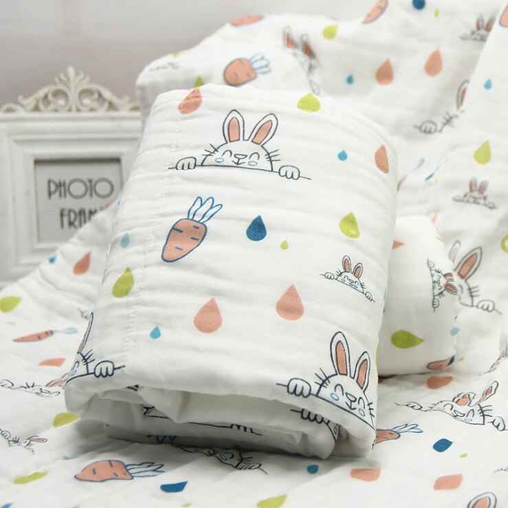 Elinfant – langes en mousseline 100% coton pour bébé, couvertures colorées pour -né, doux, 6 couches, 1 pièce: rabbit