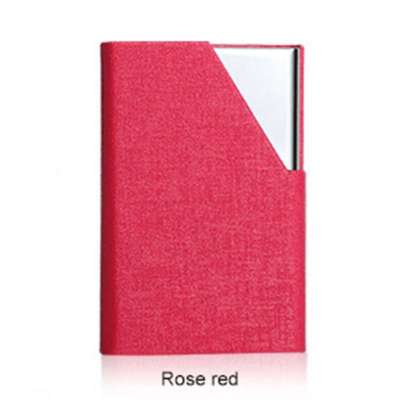 LILY QUEEN Women ID Card Holder Credit Cards Case Metal Stainless Steel Aluminum Alloy: rose red