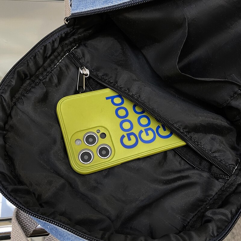 Bolsos pequeños de tela vaquera para mujer, mochila de viaje para chicas adolescentes, Vintage, Color sólido, a la , 2022