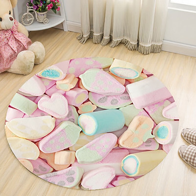 Mooie ronde ijsjes tapijt cartoon bedrukt badmat huishoudelijke woonkamer meisjes slaapkamer tapijten decoratie