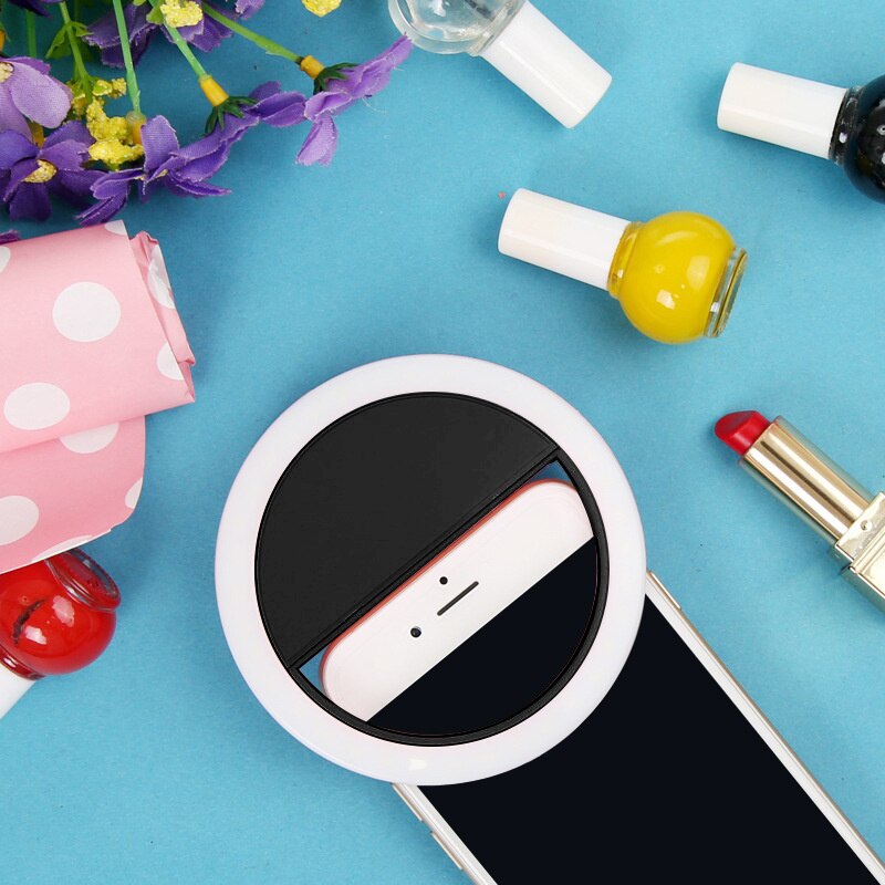 Portable Mini LED Ring Light Phone Flash Selfie Light Clip-on Mobile phone Selfie video light Night Enhancing Up Selfie Lamp: C