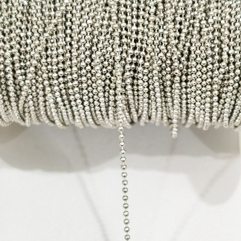 2meters 1-1.5mm Beaded Ball Chains for DIY Bracelet Necklace Jewelry Making Copper Cable Link Chain Components: Rhodium / 1mm