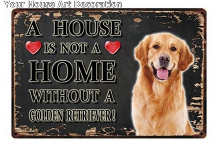 Noir blanc animaux chien métal signe étain affiche une maison Doberman doré Labrador décor à la maison barre mur Art peinture 7.8x11.8 pouces: y3129