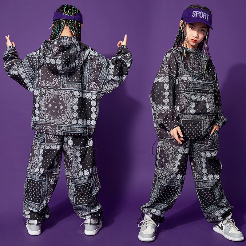 Disfraz de baile de Hip Hop para niñas y niños, Sudadera con capucha, pantalones de Hip Hop, traje de baile callejero, ropa de actuación de Jazz para niños, BL5695