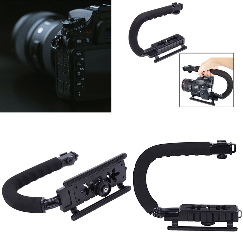 Handheld Stabilizer Foldable Handle Grip with Accessory Mount for Camera Camcorder DSLR DV Video Universal Durable