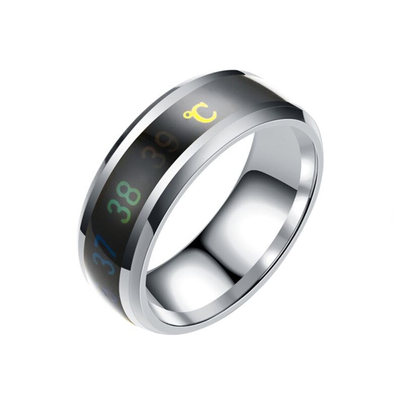 Waterproof Temperature Sense Ring Intelligent Changing Color Smart Finger Ring: Beige