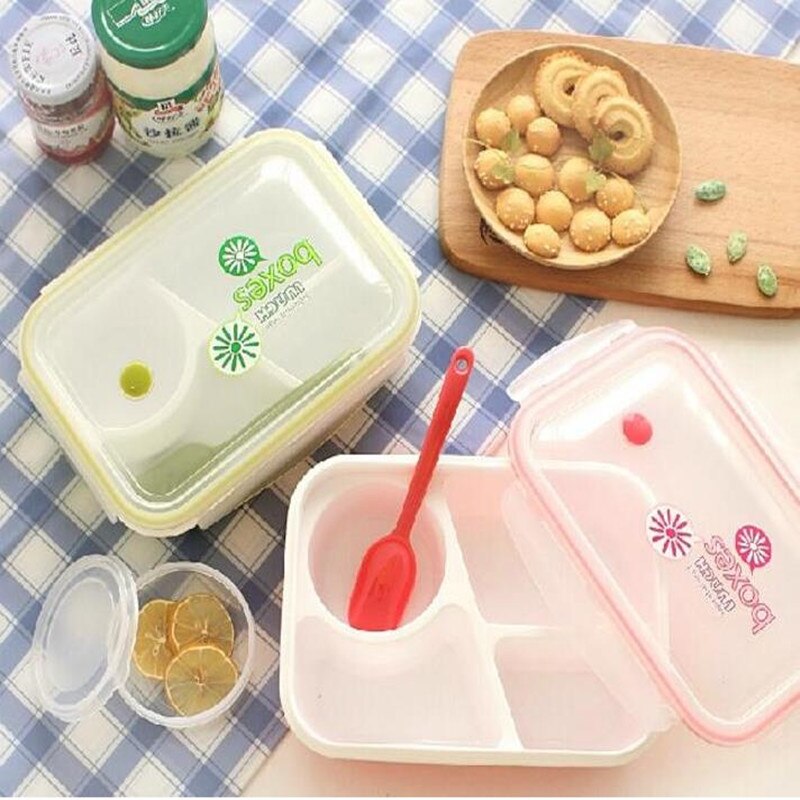 Plastic Lunch Boxes Food Container Colorful Microwaveable Lunch Bento Box Dinner Kids Picnic Home Supply Box