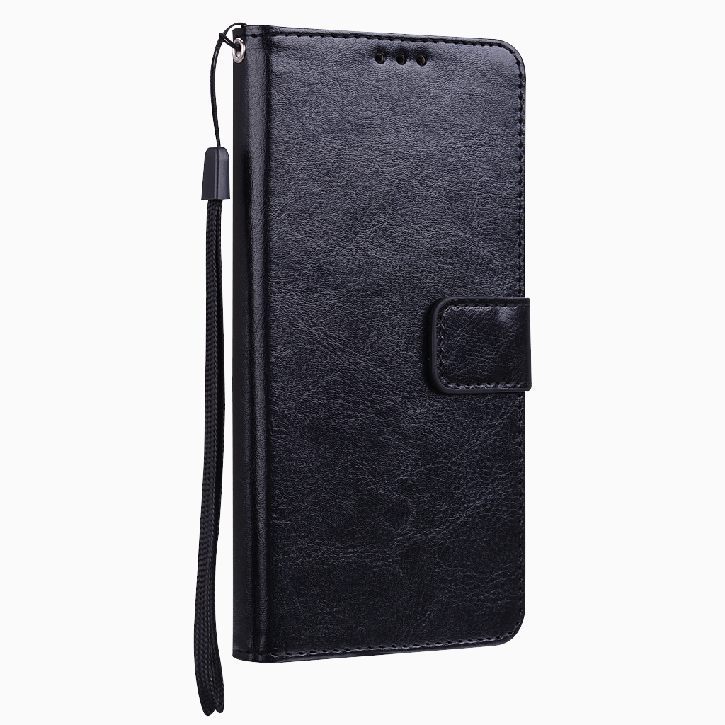 For ZTE Blade A7 Case Luxury PU Leather Back Cover Case For ZTE Blade A7s Case Flip Stand Protective Phone Bag Capa: For ZTE Blade A7s / CX Black Strap