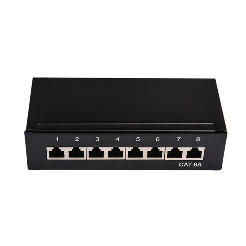 8 12 Port Cat6 6A Patch Panel 500MHZ 10Gbps Full Shielded Cat6A Mini Desktop Modular Distribution Frame For Wall Mounting