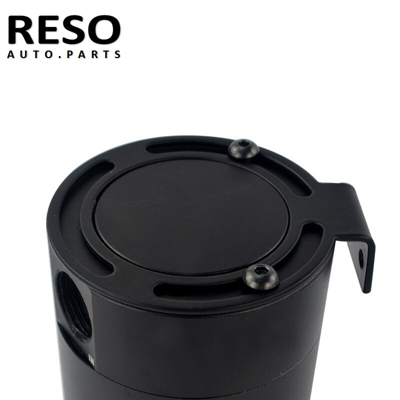 RESO- Universal Aluminum Oil Catch Can Tank Air Racing Oil Separator 2/3 Port with removable valve