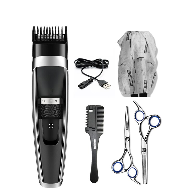 Ensemble d'outils de coiffure brainbow, tondeuse à cheveux électrique, tondeuse à cheveux rechargeable, coupe de cheveux pour hommes, ciseaux à cheveux, peignes, capes: Ensemble 2