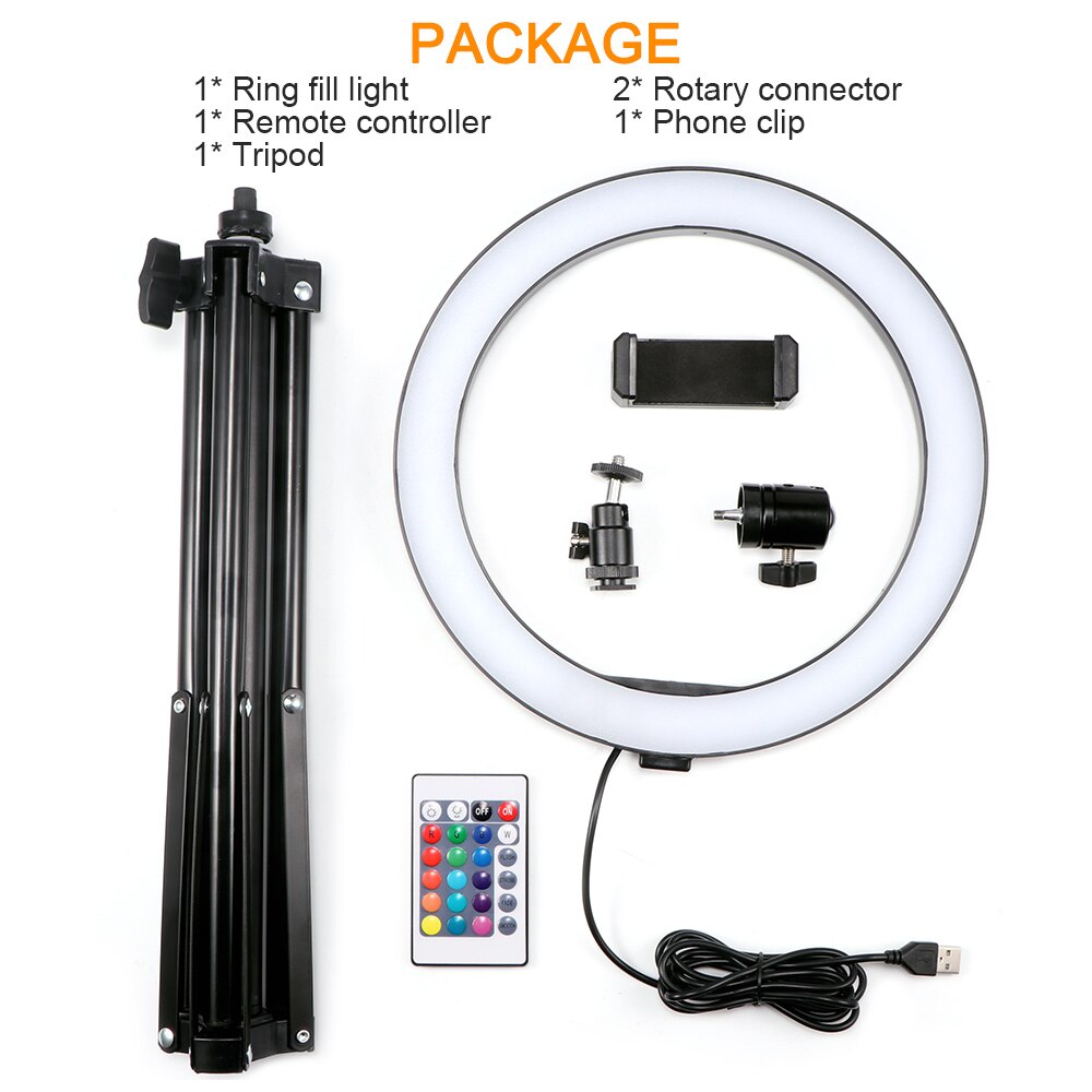 Ring Fill Light Telescopic Tripod And Phone Clip Selfie Ring Tripod Remote Controlling Ring Fill Lamp for Makeup Live Studio