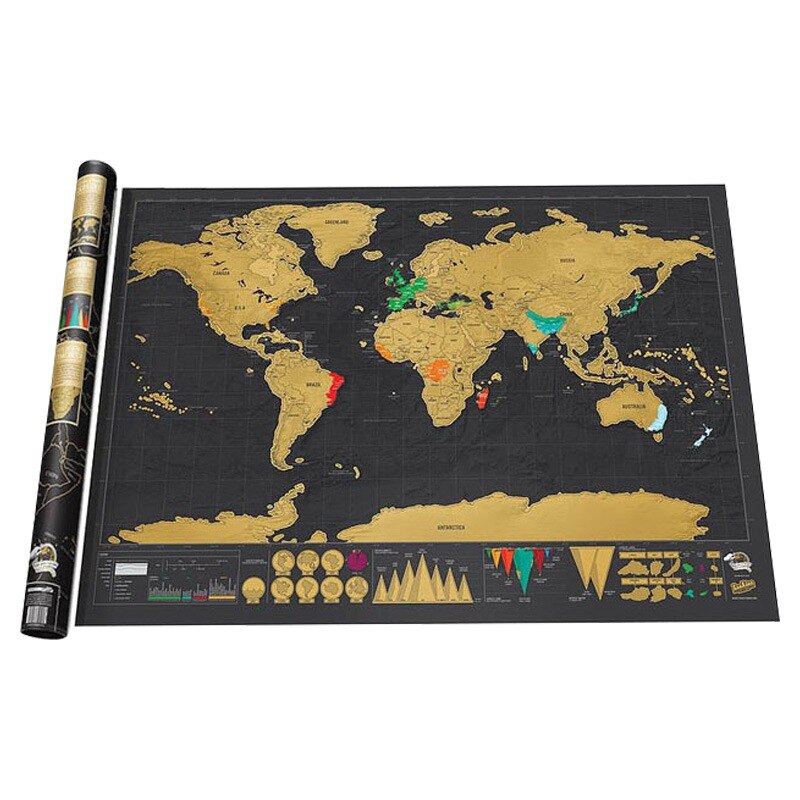 82.5 x 59.4cm deluxe musta raaputa maailmankartta musta kartta raaputtaa paras sisustus koulun toimistopaperitarvikkeet seinätarrat