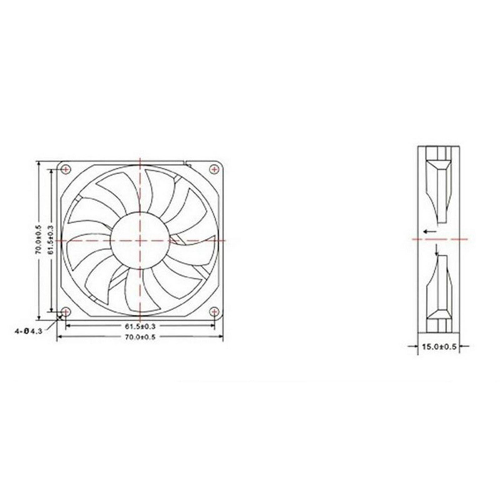 12V DC 70x70x15mm Axial Radiator Fan 40CFM Dual Ball Bearing Middle Speed