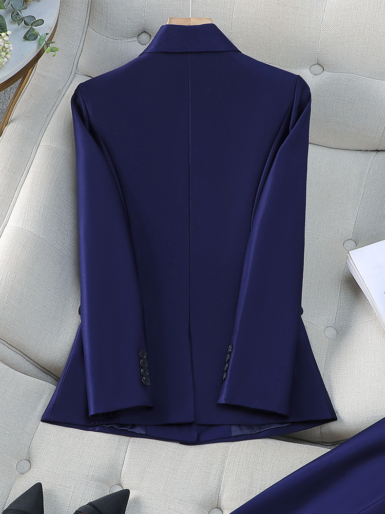 Ladies Blazer Women Orange Navy Pink Solid Long Sleeve Female Business Work Wear Slim Formal Jacket For Autumn Winter