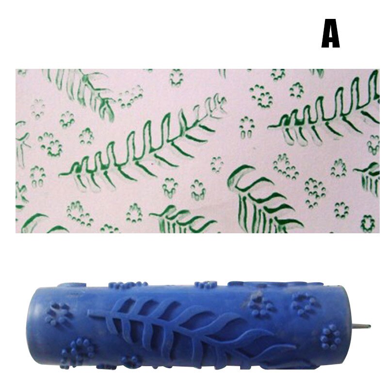 7 Inch Rubber Printing Pattern Roller Wall Paint Rubber Roller Embossed Flower Pattern DIY Sleeve Decorative Texture JA55: a
