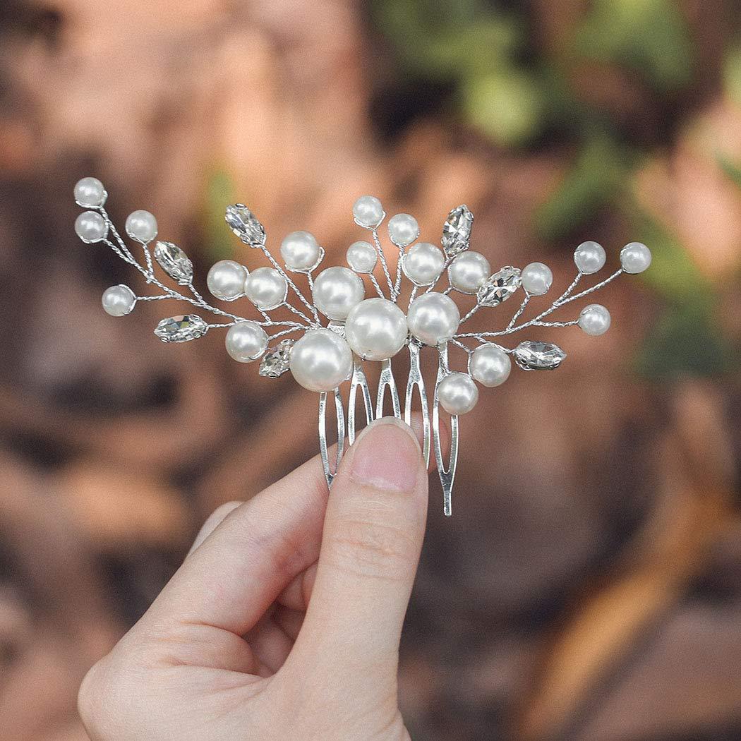 Peineta de aleación de perlas para boda, joyería para niñas, horquilla hecha a mano, Tiaras nupciales, accesorio para el cabello de boda, de joyería