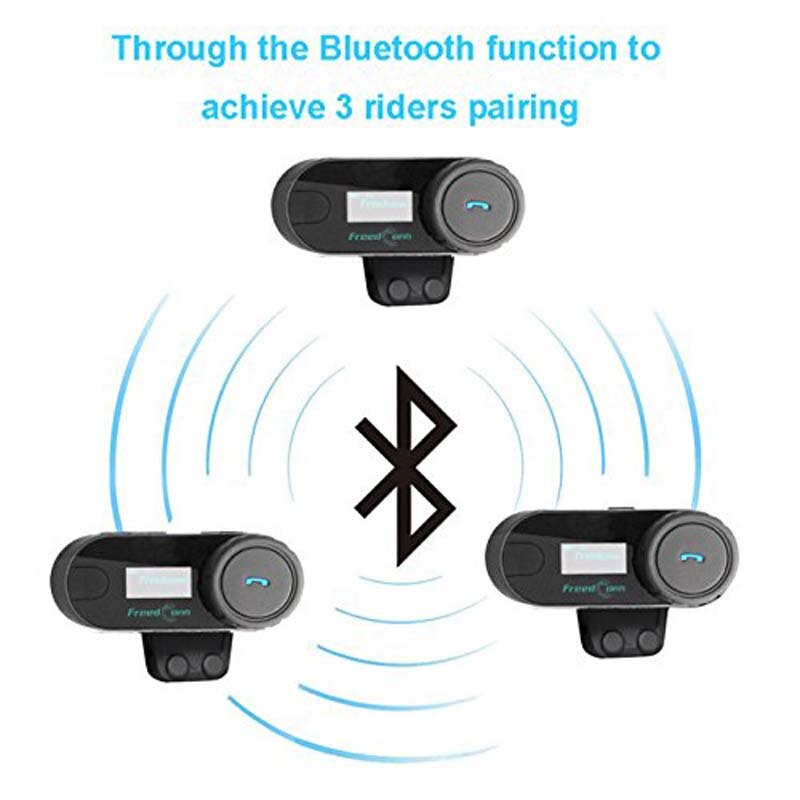 FreedConn T-COMSC Motorcycle Motorbike Helmet Bluetooth Intercom Interphone Headset,LCD (1pc with Soft Cable)