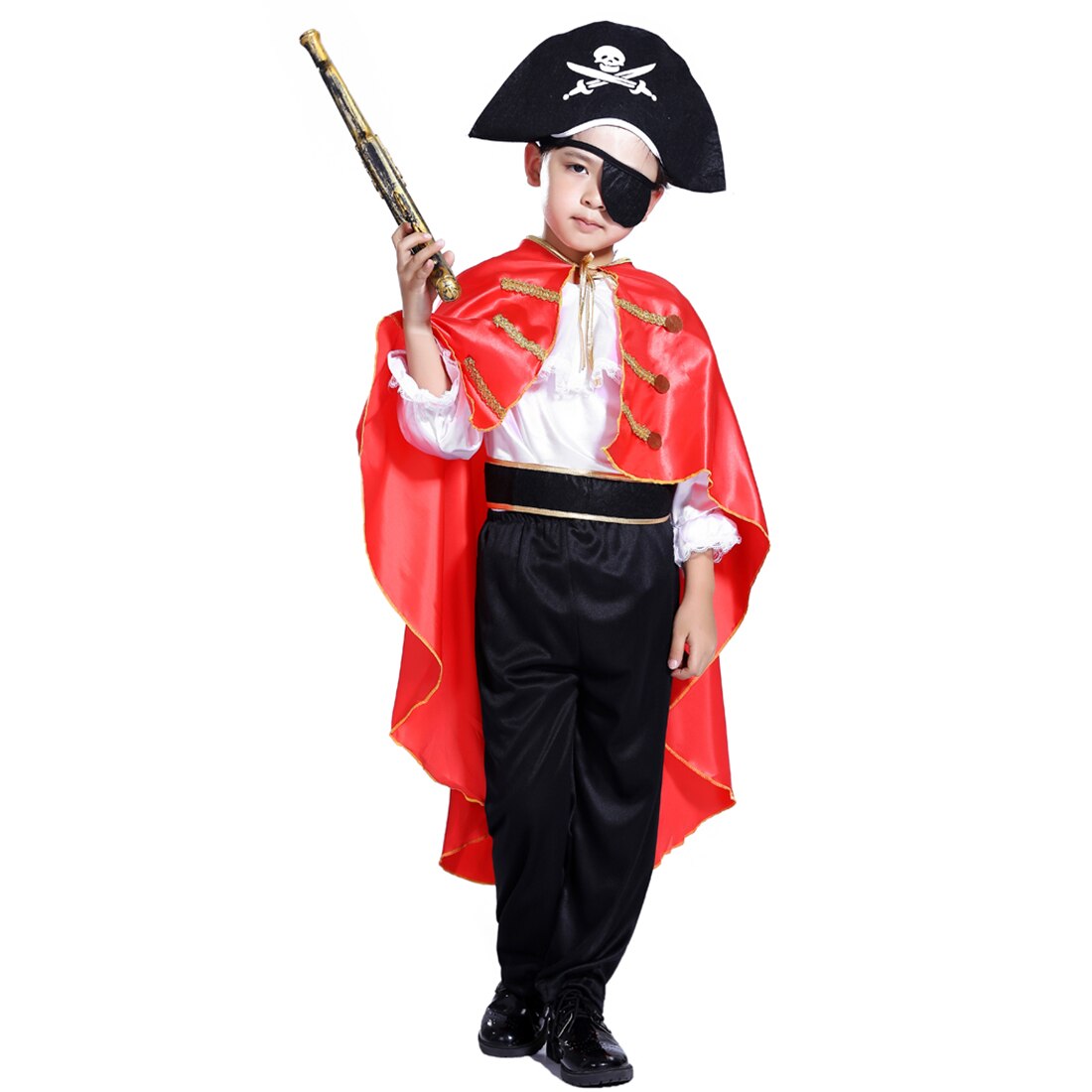 Kid's Party Halloween Pirate Cosplay Suit Captain Jack Costume Set for 4-6 Years Old - M L XL Size