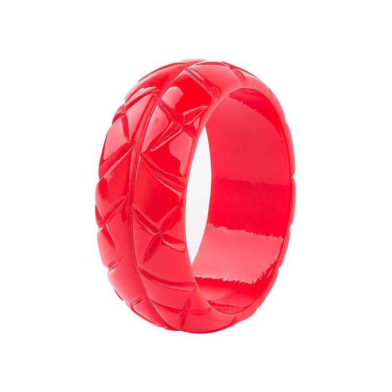 Trendy żywica mankiet grawerowane bransoletki bransoletki kobiety nowa moda akrylowe okrągłe szeroka bransoletka kobiet urok biżuteria ślubna dziewczyny: red