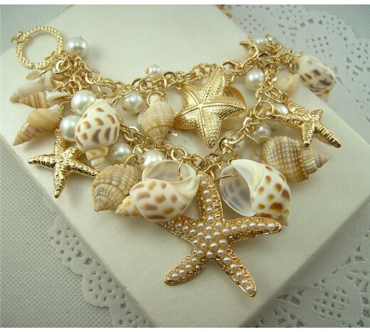 Nueva Shell estrella de mar gargantilla collares multicapa perla collares llamativos para mujer playa