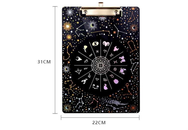 Fantasy starry akryl bronzing board klämma genomskinlig  a4 student hård plast skrivtavla brevpapper mapp