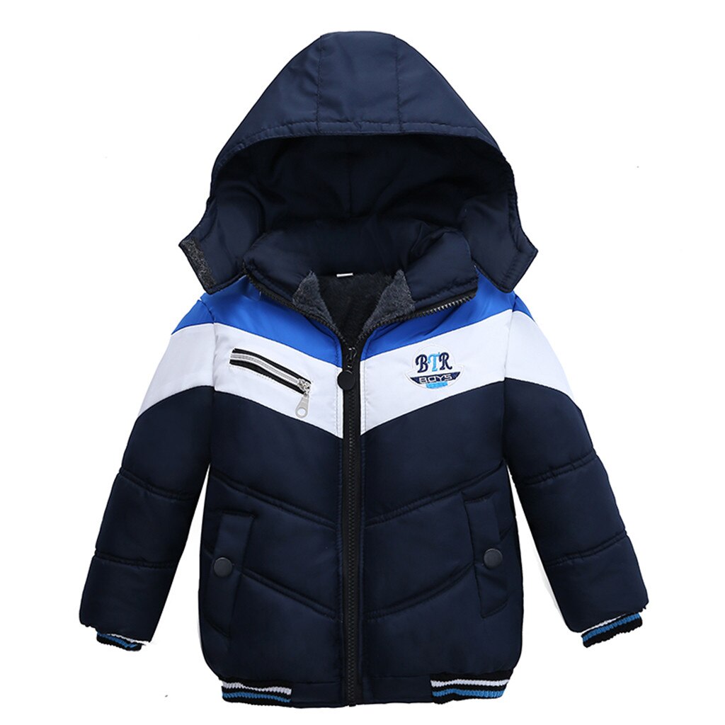 Bambino del bambino Dei Bambini Del Bambino Delle Ragazze Dei Ragazzi Della Banda di Inverno del Rivestimento della Chiusura Lampo del Cappotto Antivento Con Cappuccio Cappotto Giacca A Vento Caldo Giacca Con Cappuccio Della Tuta Sportiva: 4 Years / Navy 