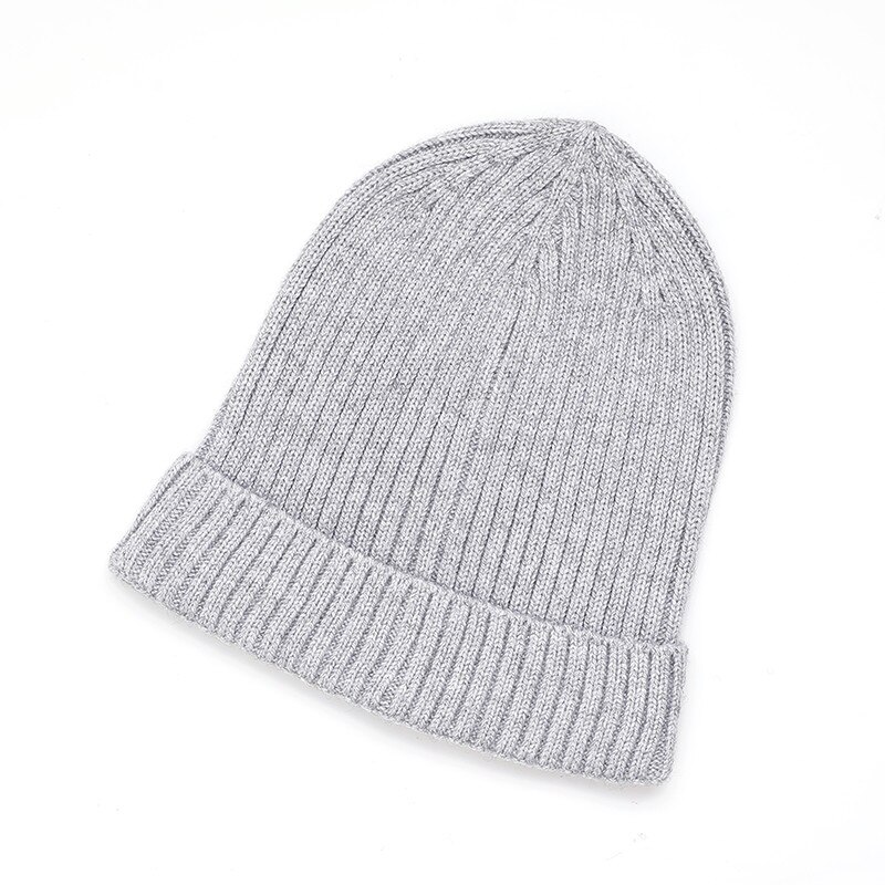 unisexe laine épais casquettes Simple solide chapeau mélanges doux Fine fil tricoté chapeau bonnets laine hiver printemps casquettes Skullies: Gris clair