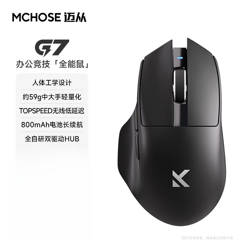 MCHOSE G7 Kabellose Maus, geringer Stromverbrauch, ergonomisches , leichte Gaming-Maus mit Drei-Modus-Verbindung, hohe Leistung: Lila