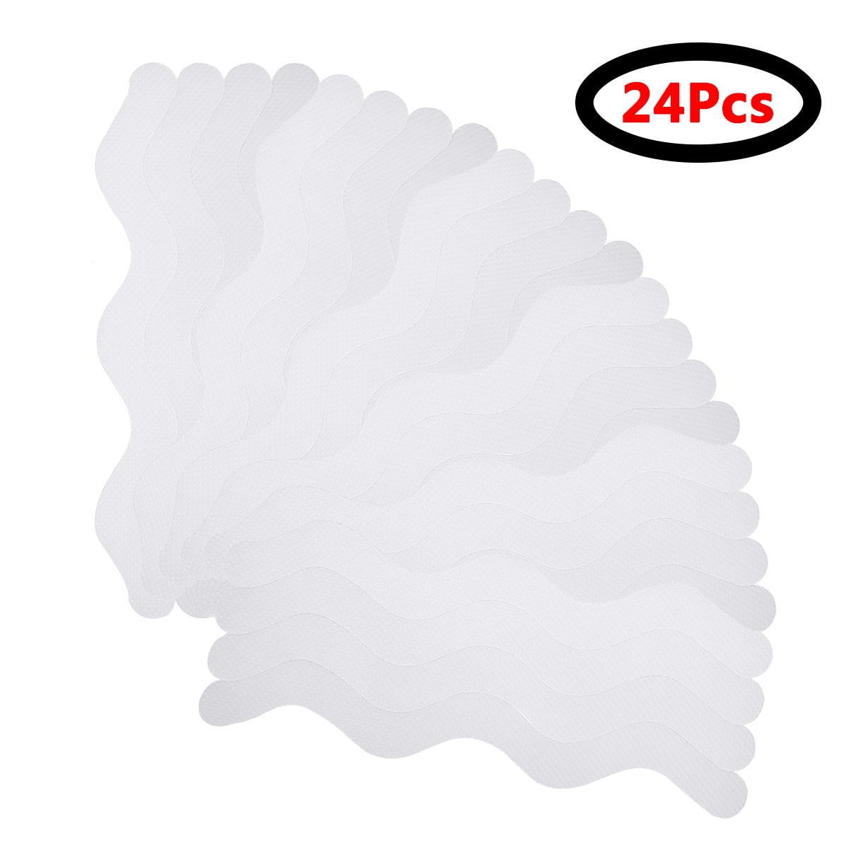 24Pc Bathroom Safety Stickers Antislip Transparent Wave Shaped Bathtub Strips Soft PEVA Bath Shower Treads Non Slip Floor Decals: Default Title