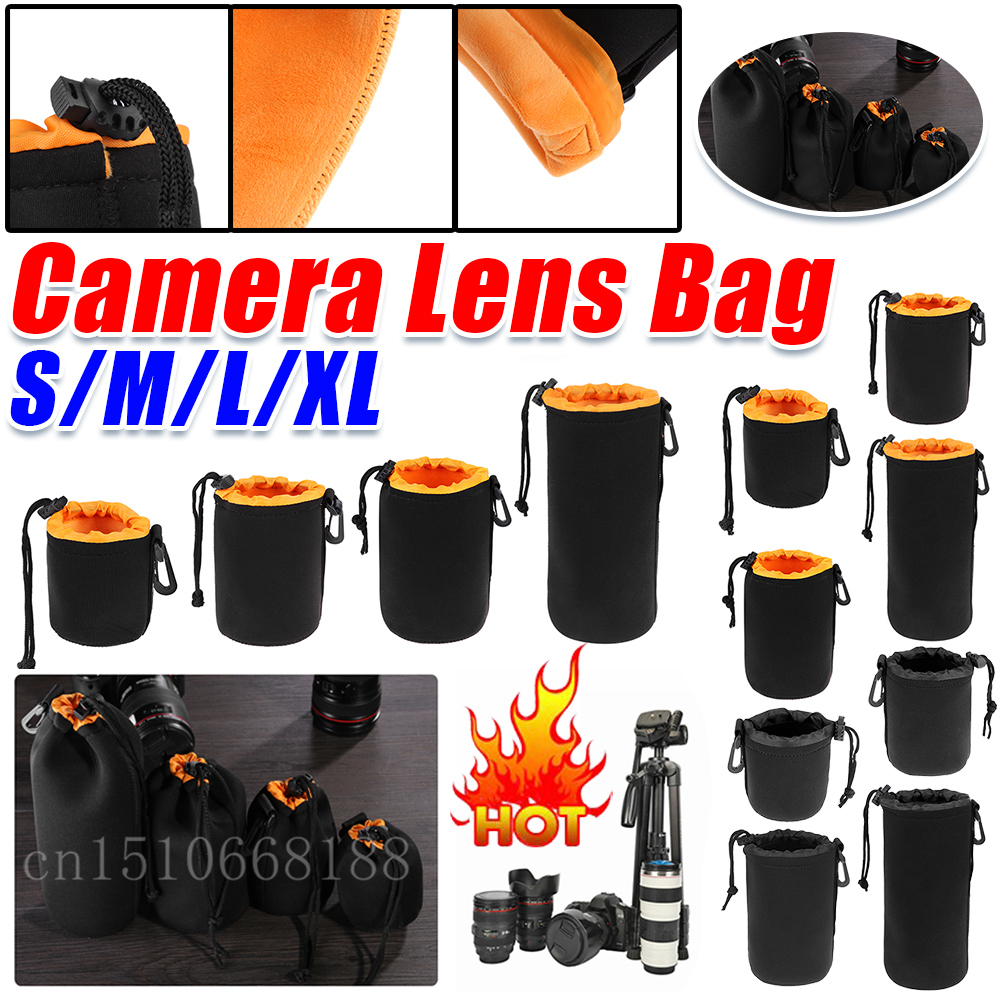 1/2 Stück Kameraobjektivtasche Fotografie Objektivtasche Neopren Wasserdichter Rucksack Kordelzug Schutzhülle für die meisten digitalen Spiegelreflexkameras