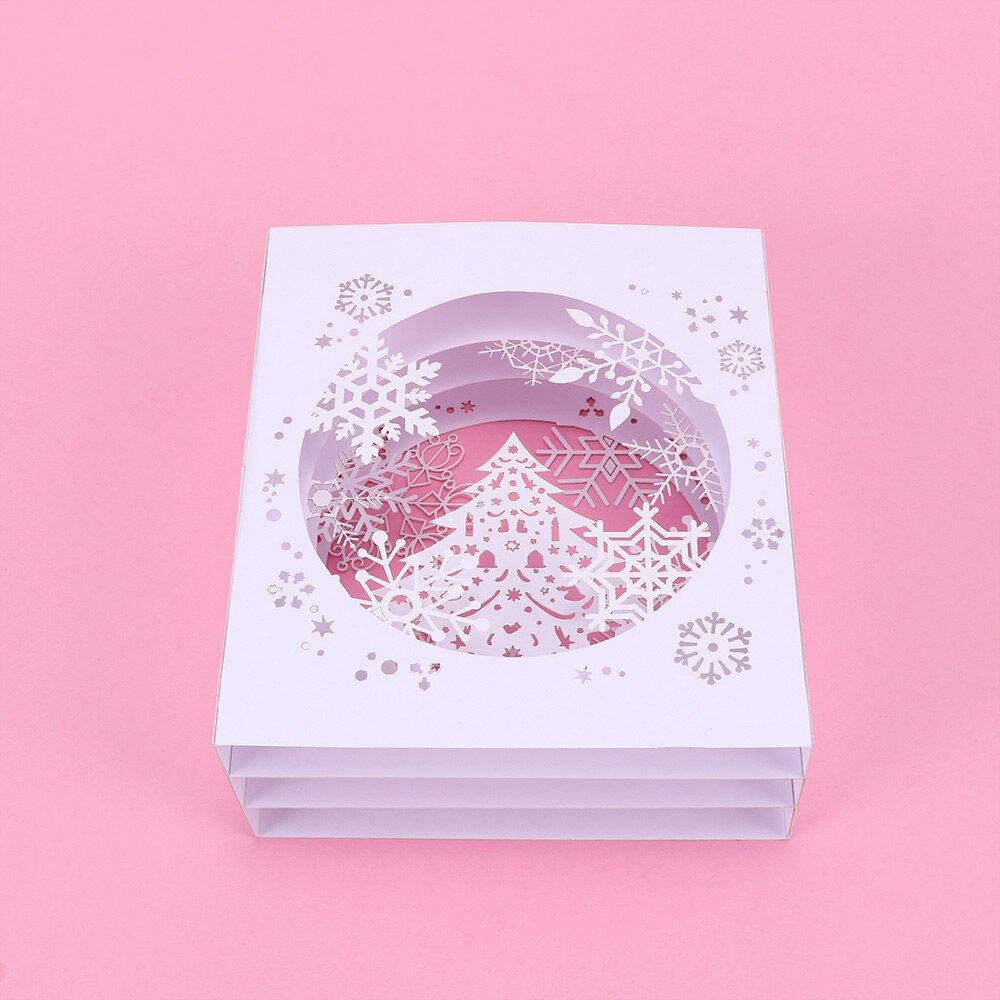 1 Pcs Handmade 3D Tree Box Snowflake Christmas Greeting Card Card Wedding Invitation Paper Card