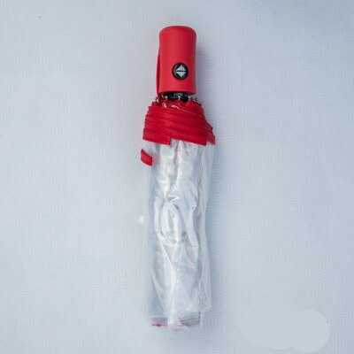 Paraguas transparente para hombre y mujer, sombrilla plegable totalmente automática, de lujo, transparente, para la lluvia, para exteriores, color negro y rosa: Red