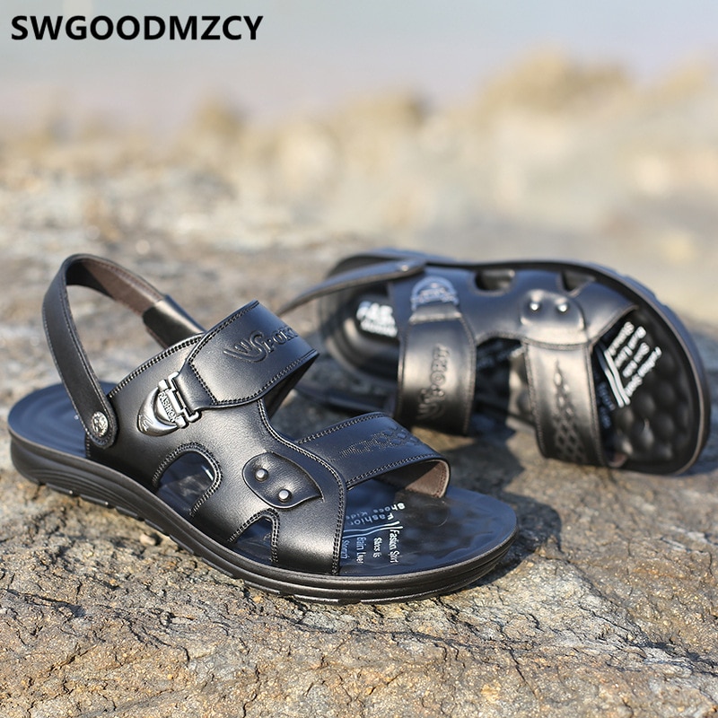 Sandaler mænd italiensk lædersandaler til mænd strandsandaler sommersko sportssko mænd sandalier cuero hombre sandal kulit pria