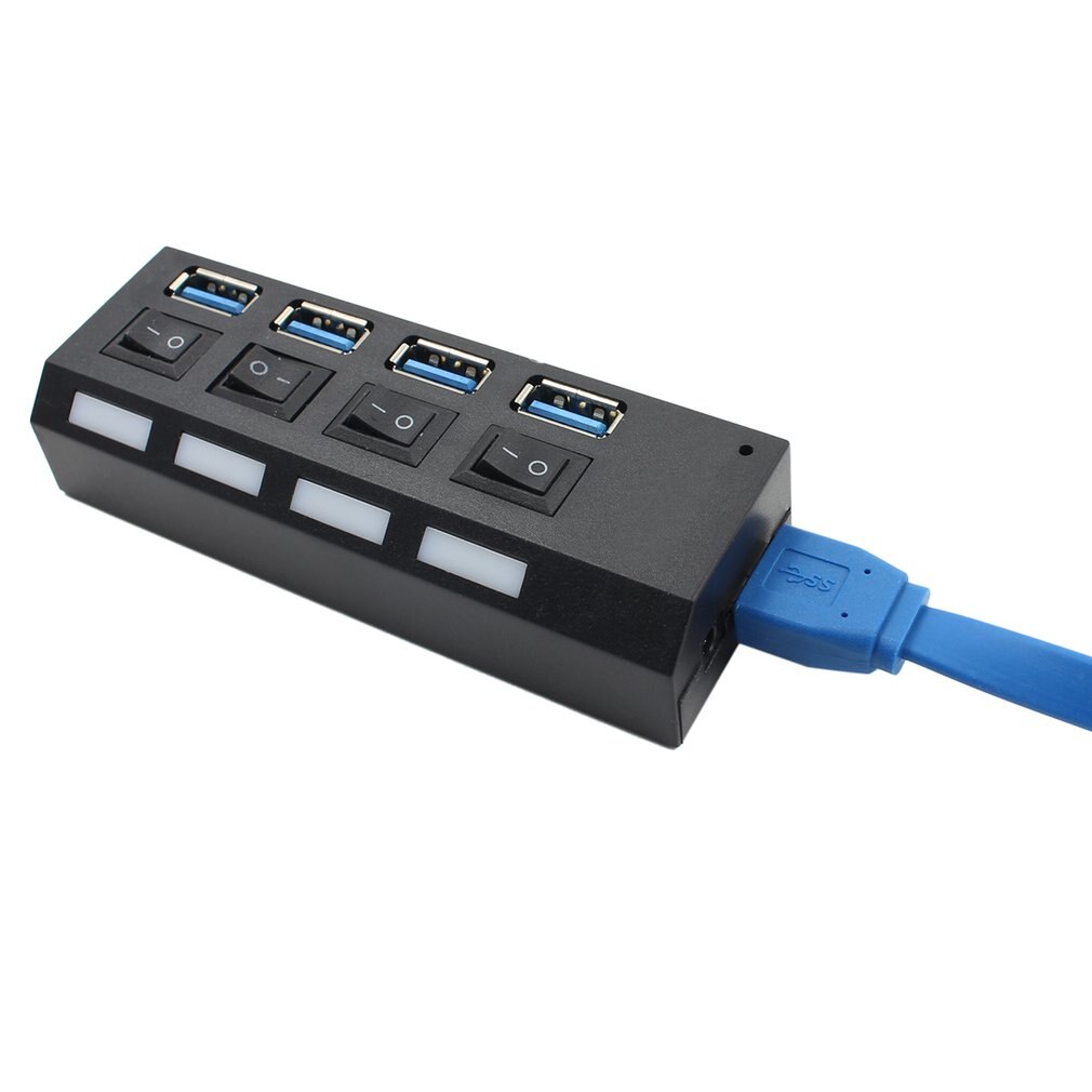 High Speed 4 Poorts USB 3.0 HUB Met Aan/Uit Schakelaar Power Adapter USB Hub Voor Desktop Laptop EU US plug