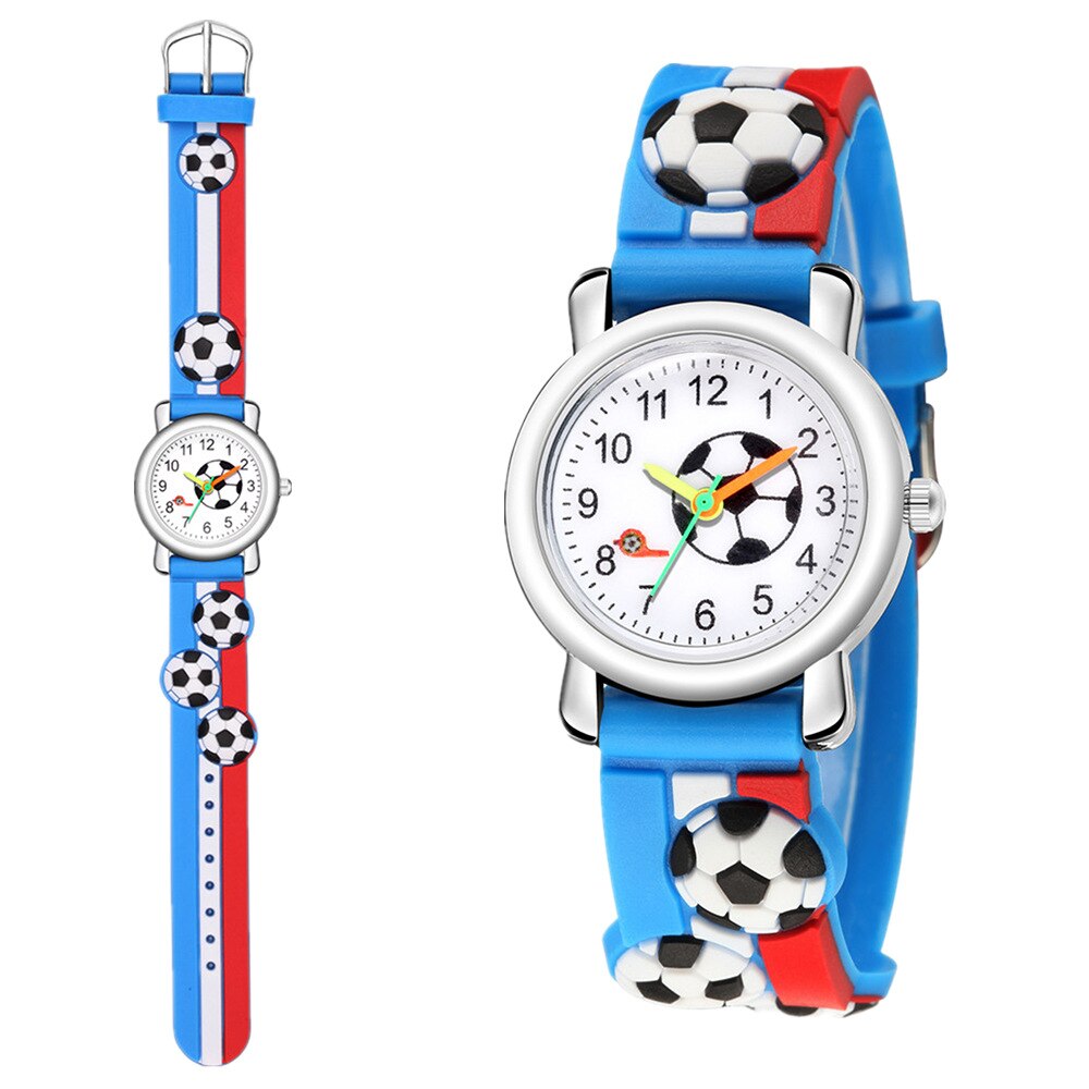 10 unids/lote de relojes de fútbol 3D para niños y estudiantes, reloj de pulsera de cuarzo informal, deportivo, para niños y niñas