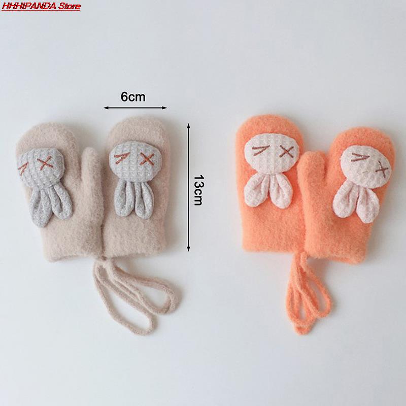 1 Paar Herfst Winter Warm Baby Handschoenen Cartoon Animal Bunny Thicken Kids Handschoenen Voor Baby Meisje Jongen Zachte Nylon Kinderen wanten