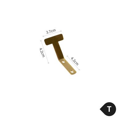 Gancho con letras para colgar en la pared, perchero dorado con alfabeto de latón, accesorios para el hogar: Naranja