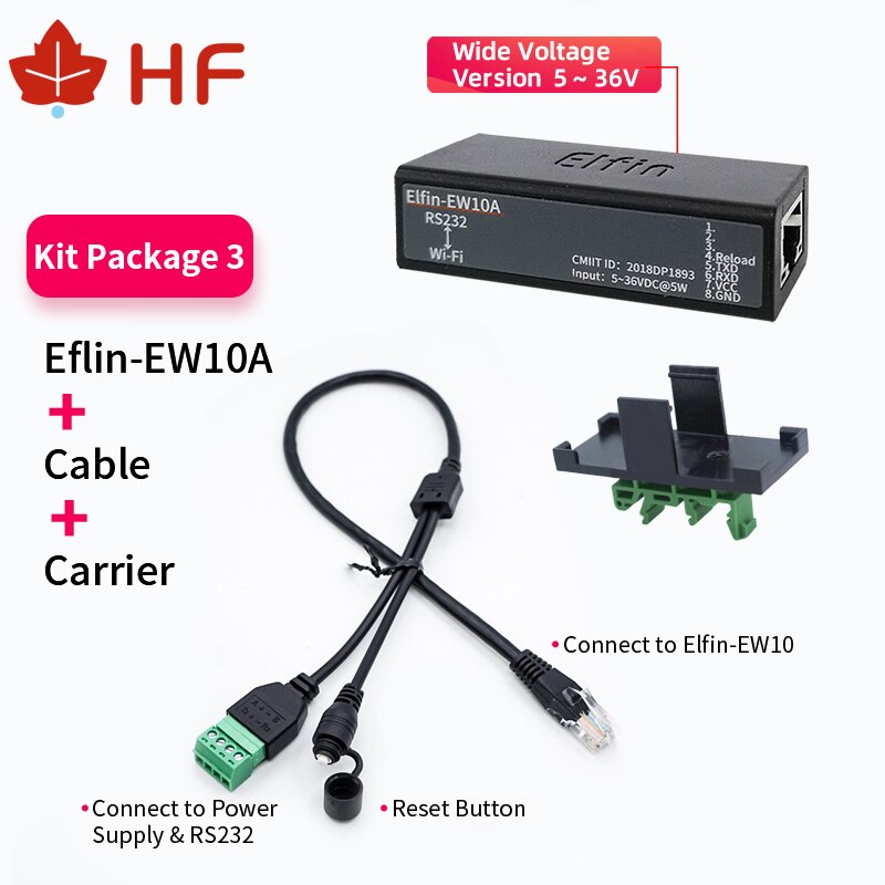 Port série RS232 vers dispositif WiFi, module de serveur Elfin-EW10A, Support TCP/IP Telnet Modbus, transfert de données via WiFi: green