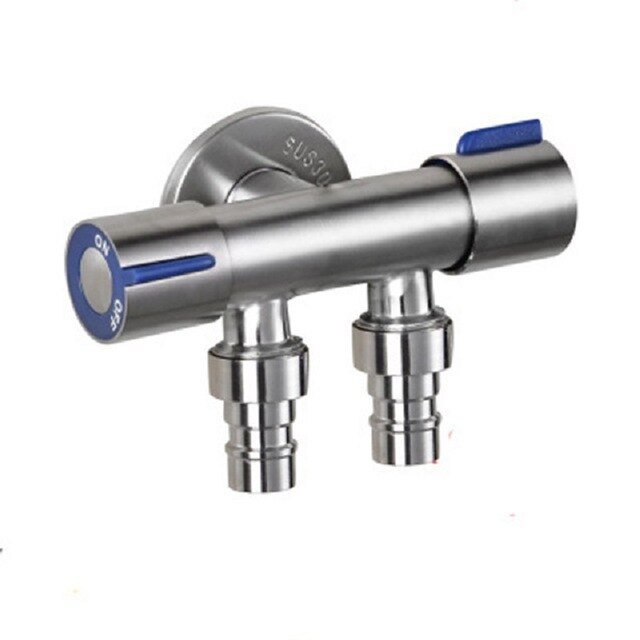 G1/2 Stainless Steel Triangle Valve One Into Two Out Double Water Double Control Angle Valve Toilet Water Inlet Switch Faucet