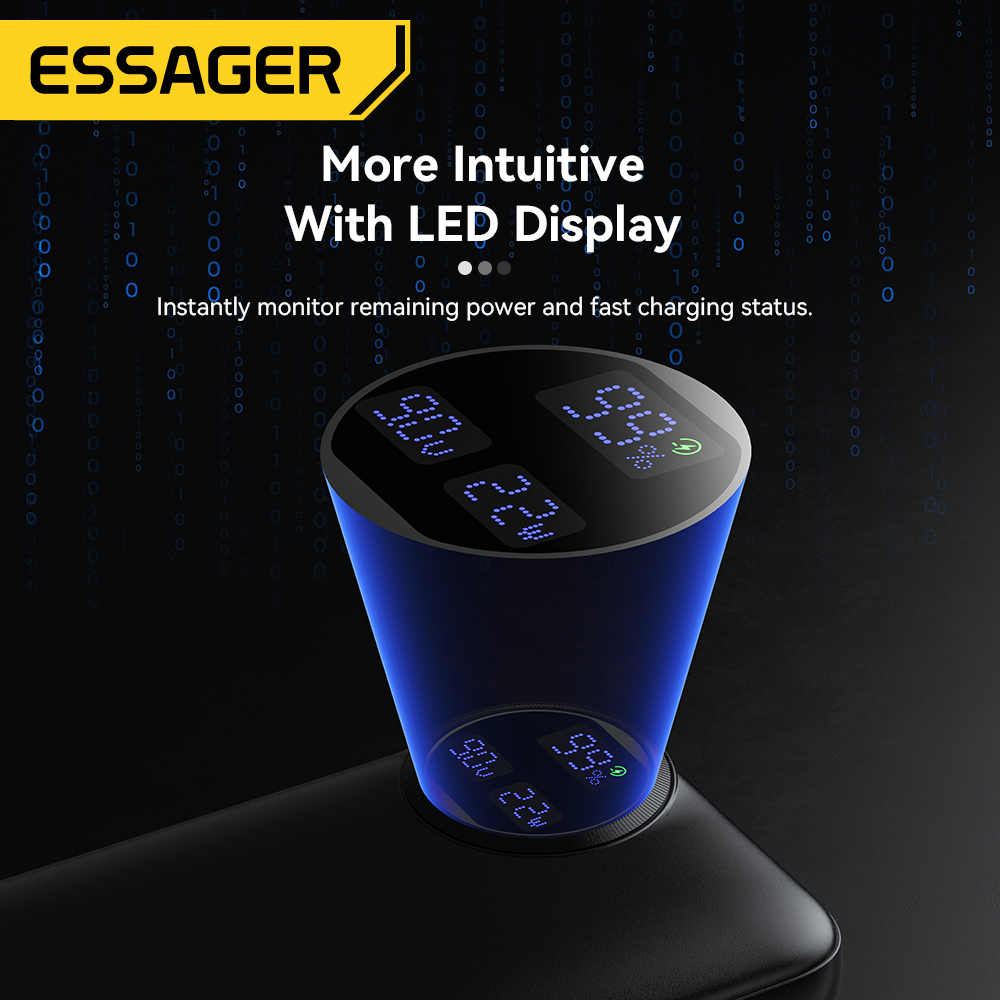 Essager 20000mAh banco de energía portátil con 2 Cables 22,5 W pantalla Digital Powerbank para iPhone 15 14 Samsung Huawei Power Bank