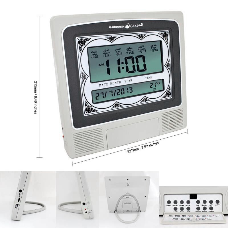 Super Azan Desktop Klok Moslim Alle Gebeden 1500 Steden Moslim Azan Klok Bureau Clcok Multifunctionele Decoratieve Moskee Klok