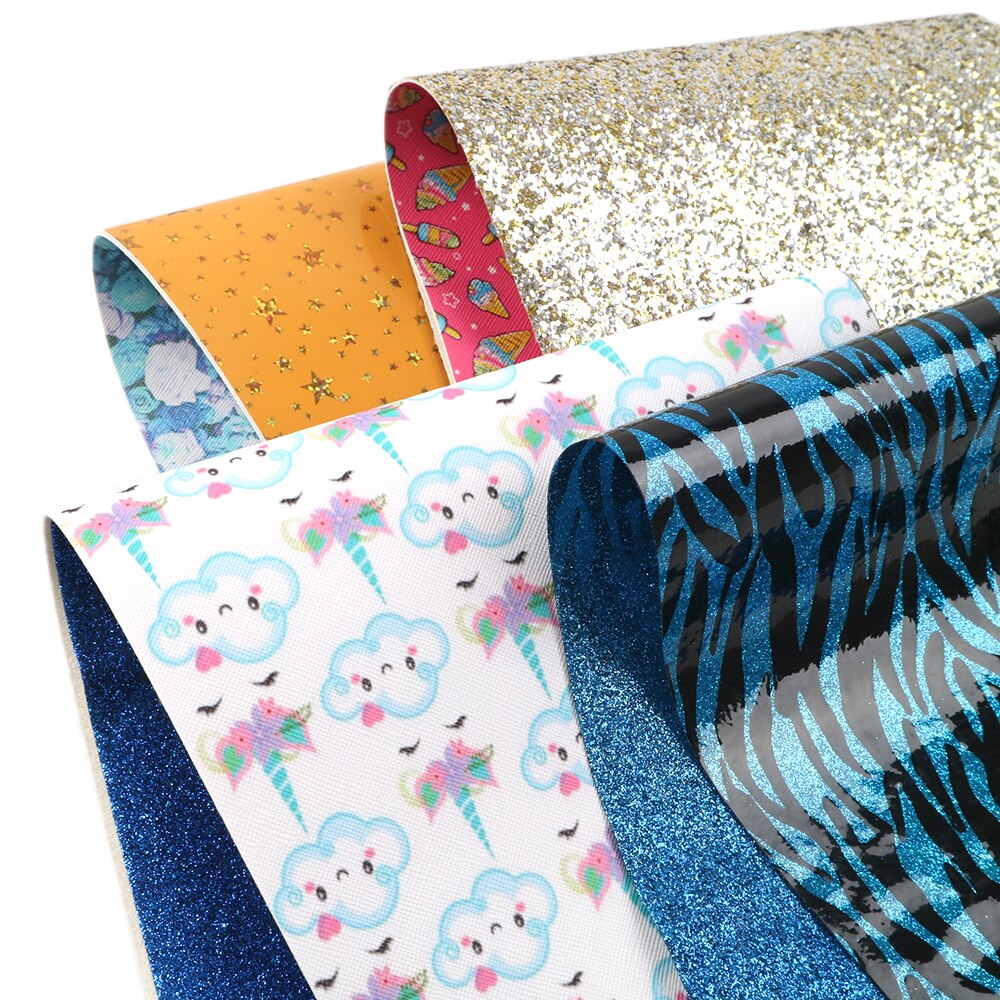 david angie 10pcs/pack Synthetic Leather Fabric DIY Sewing Hairbow Bags Crafts Materials ( style random have flaws),1Yc4507