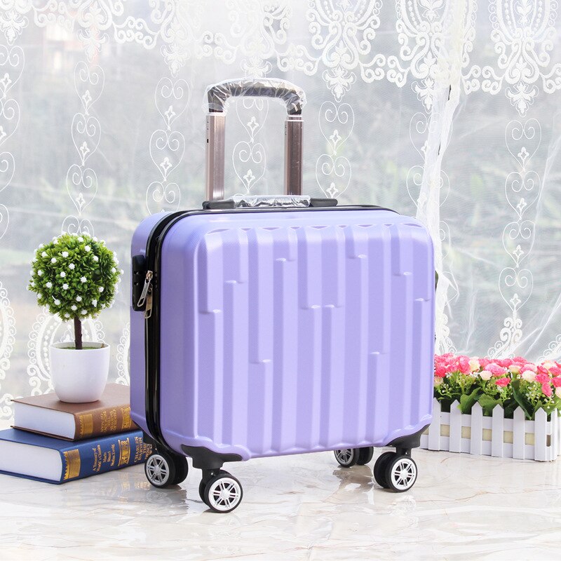 Mute Universele Wiel Kofferbak Mini Cabine Unisex Kleine Trolley Case Wachtwoord Koffer 18 Inches Trolley Abs Hars: Light purple