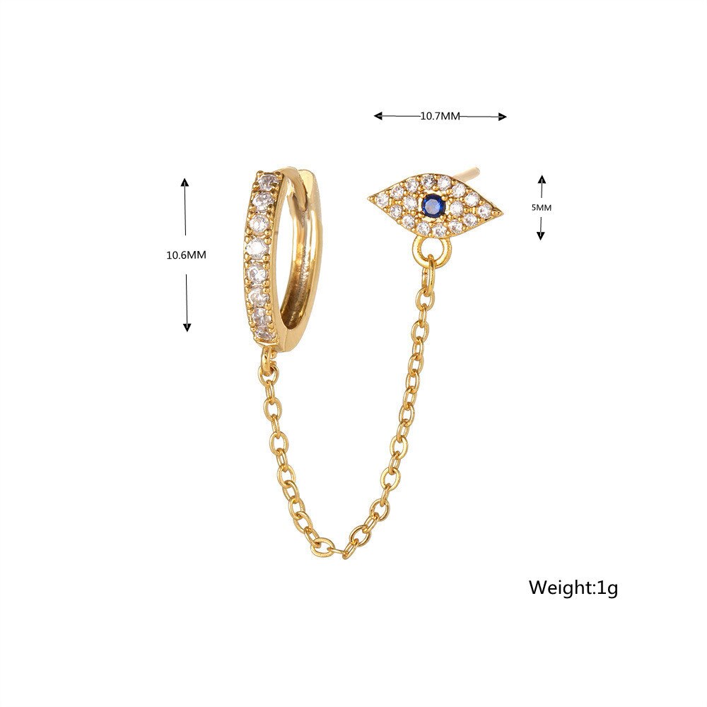 Pendientes de aro para Piercing de cartílago de oreja de acero inoxidable para mujer, aretes pequeños Huggie de mal de ojo, accesorio de joyería Punk para , 1 ud.: Color dorado