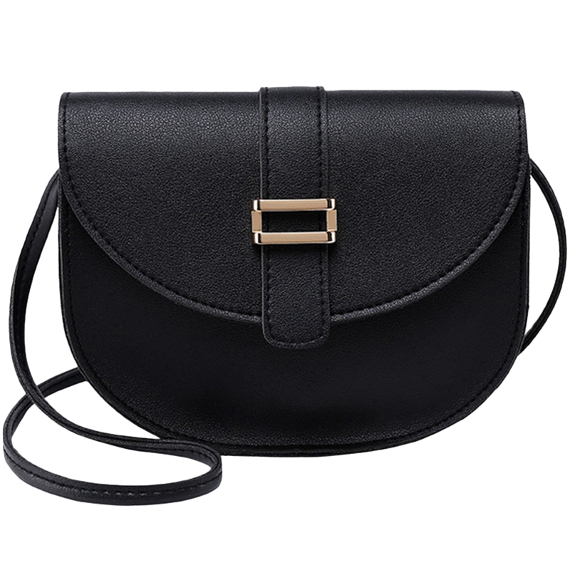 Female Bag Semi-Circle Arch Tongue Single Shoulder Mobile Phone Small Bag: Black