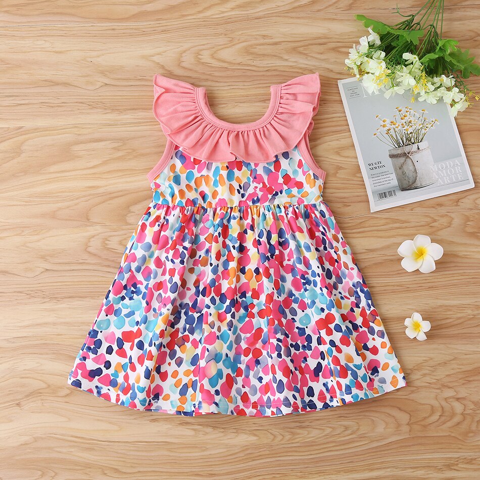 Leuke Baby Meisjes Mouwloze Bloem Print Jurken Kleding Kinderen Zomer Prinses Jurk Kinderen Party Ball Pageant Jurk Outfit