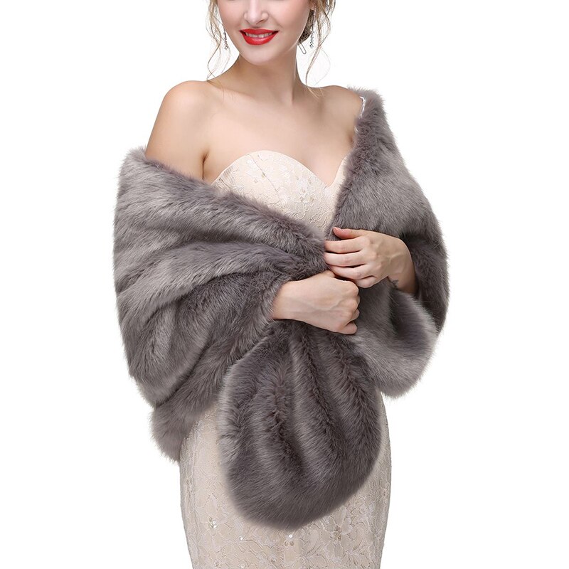 Säljare varma faux päls stolar bröllop wrap vinter bröllop bolero jacka brudrock tillbehör bröllop cape rock